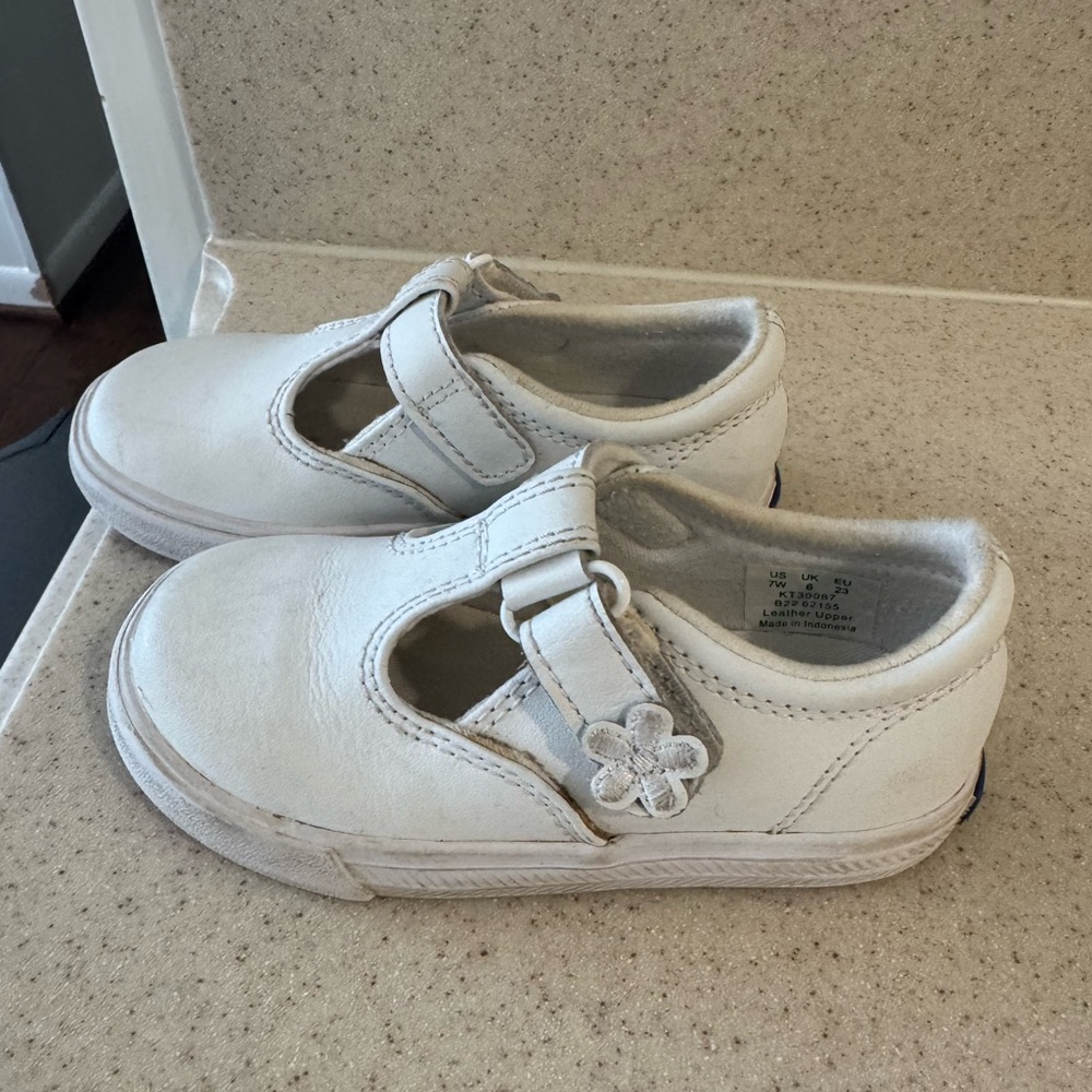 Keds Kids Shoes - White with Flower Detail